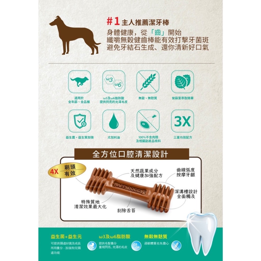 ￼💚💚8月限定 買3送1【Happi Doggy纖嚼】 無穀健齒棒150克袋裝，S號/M號/水果/複方系列健齒骨，潔牙骨-細節圖6