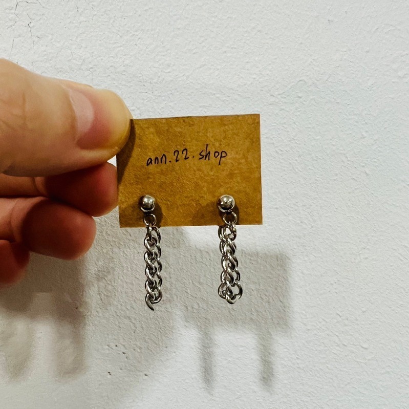 【全新-配件】個性簡約中性鏈條百搭款鋼製耳環｜男女耳環｜-細節圖2