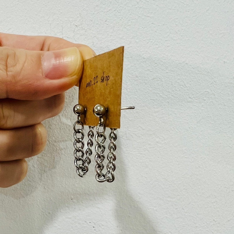 【全新-配件】個性簡約中性鏈條百搭款鋼製耳環｜男女耳環｜-細節圖3