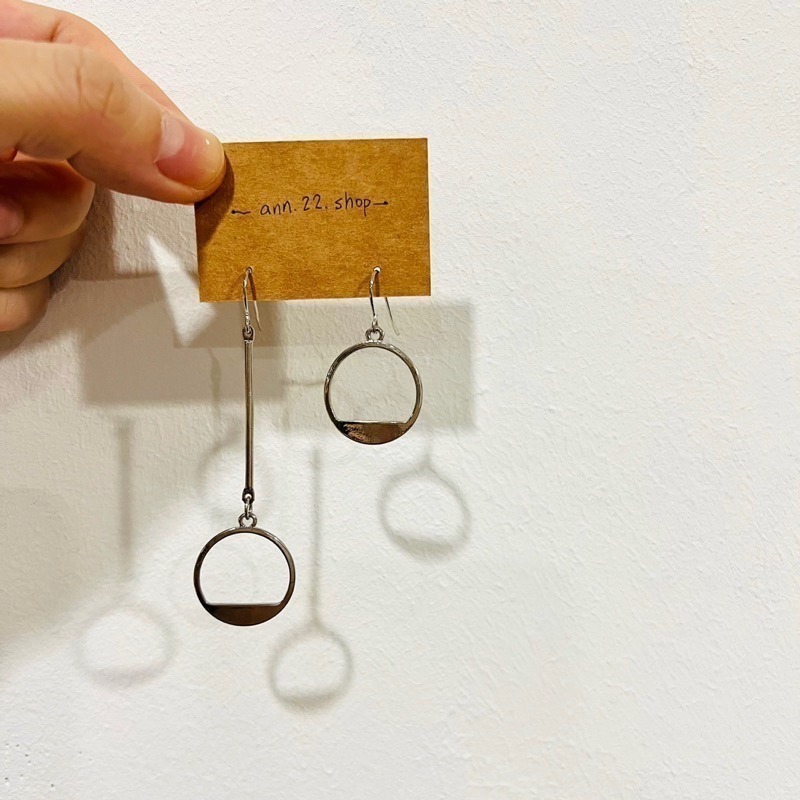 【全新-配件】不對稱幾何圓圈氣質時尚簡約個性耳環耳勾-細節圖2
