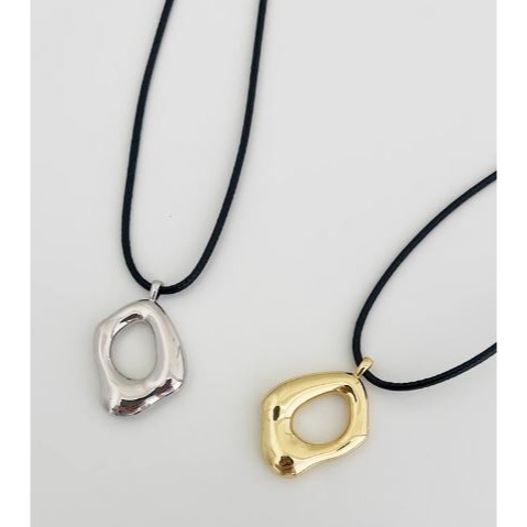 中性黑皮繩個性幾何金屬項鍊-細節圖3