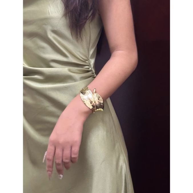 高級感葉片造型打結開口手鐲-細節圖2