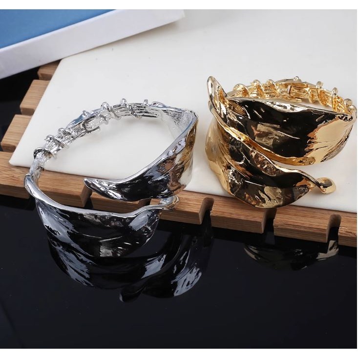 高級感葉片造型打結開口手鐲-細節圖3