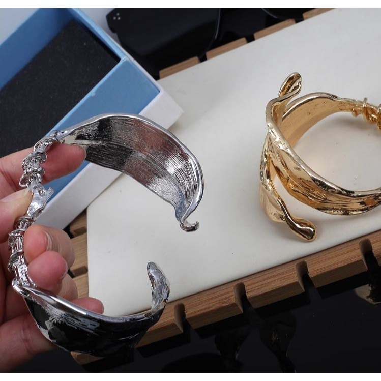 高級感葉片造型打結開口手鐲-細節圖4