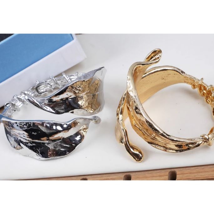 高級感葉片造型打結開口手鐲-規格圖6