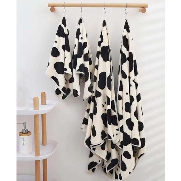 奶牛圖案毛巾 乳牛圖案浴巾 裹巾吸水速大毛巾-細節圖3