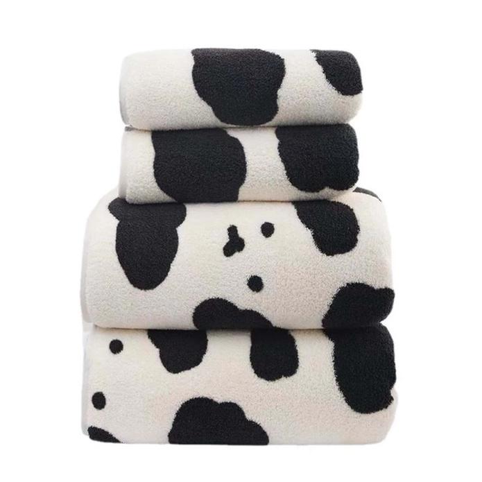 奶牛圖案毛巾 乳牛圖案浴巾 裹巾吸水速大毛巾-細節圖4
