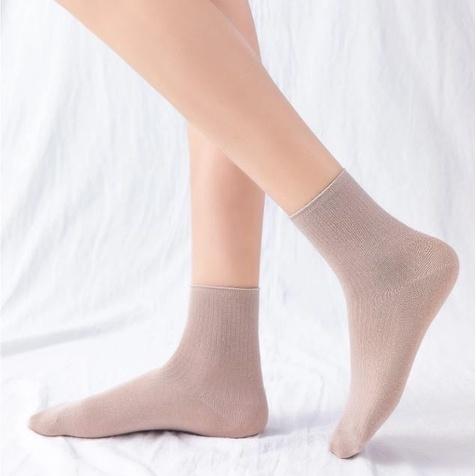 (超值6雙組)素色中筒襪 長襪 奶油色 咖啡色 黑色-細節圖3