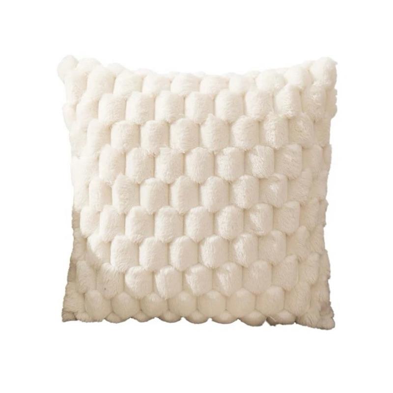 幾何立體毛茸茸圖案枕頭套(不附帶枕頭芯)1入組 現代簡約風抱枕枕套 方形抱枕 靠背枕 沙發抱枕-細節圖5