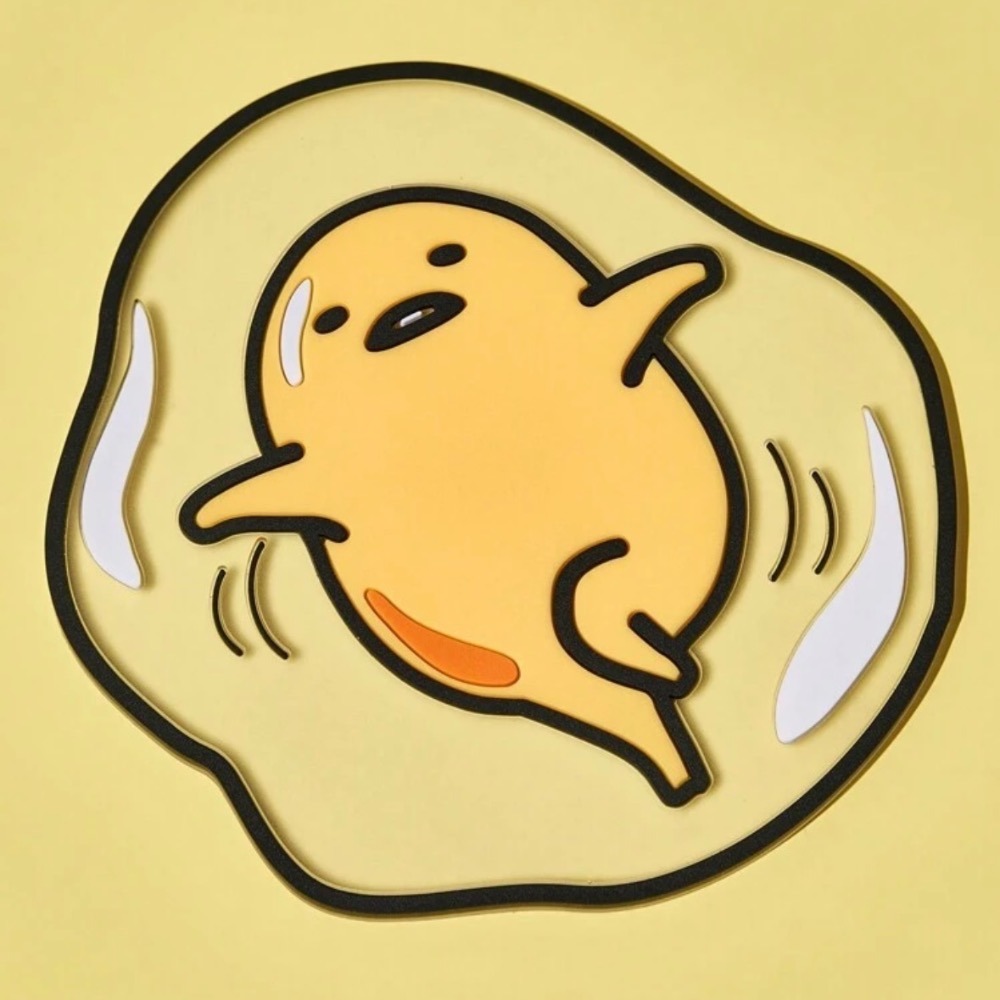 正版聯名 蛋黃哥 Gudetama 黃色可愛趣味350ml陶瓷杯 馬克杯 杯蓋 杯墊-細節圖11