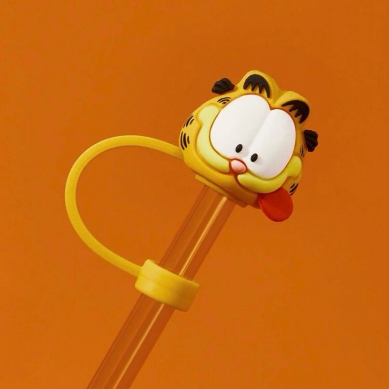 正版聯名 GARFIELD加菲貓 卡通圖案矽膠吸管套（不含吸管）-規格圖9