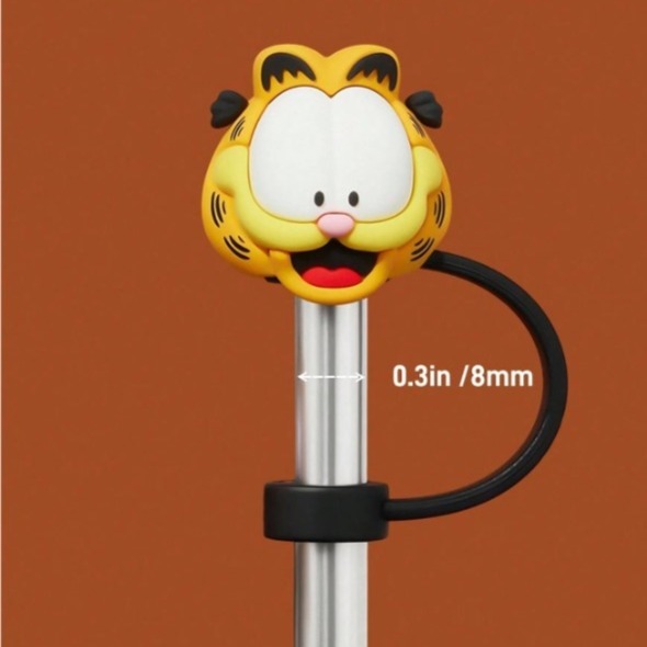 正版聯名 GARFIELD加菲貓 卡通圖案矽膠吸管套（不含吸管）-規格圖9