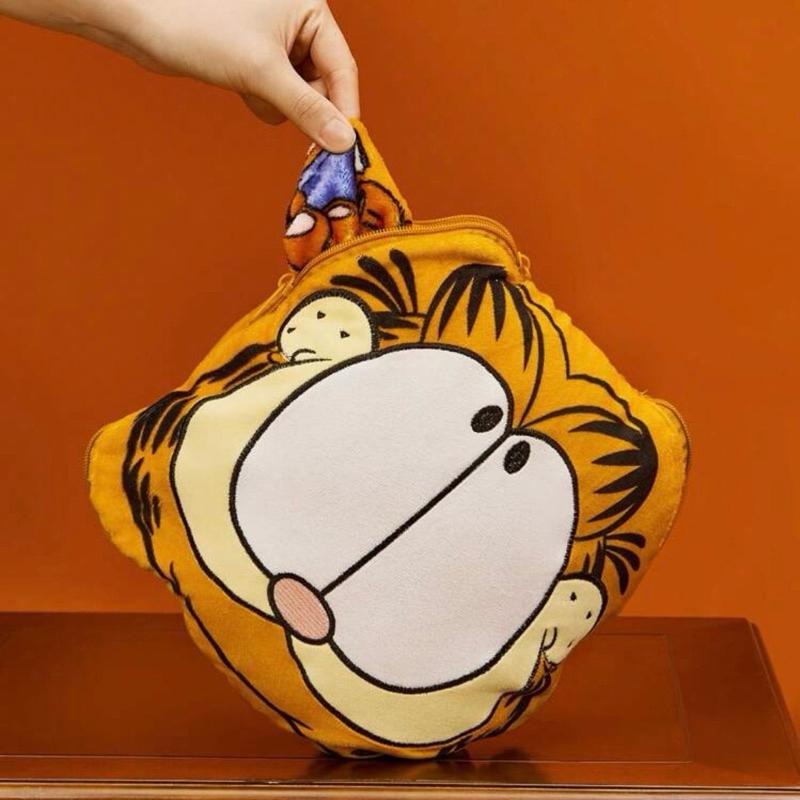 正版聯名 GARFIELD加菲貓 可愛卡通刺繡連帽毛毯 毛絨被子-細節圖7