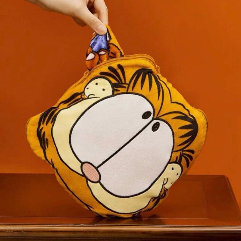 正版聯名 GARFIELD加菲貓 可愛卡通2合1枕頭毛毯 毛絨被子-細節圖5