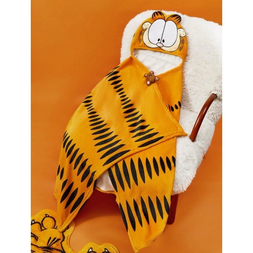 正版聯名 GARFIELD加菲貓 可愛卡通2合1枕頭毛毯 毛絨被子-規格圖9