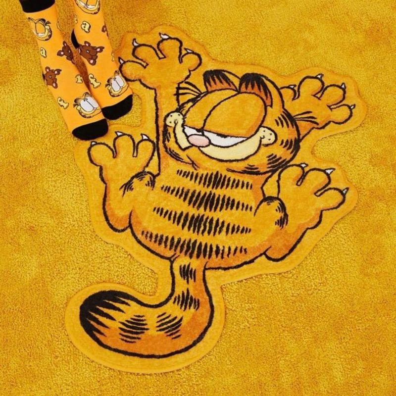 正版聯名 GARFIELD加菲貓 可愛卡通全身圖案毛絨地毯 地墊-細節圖3