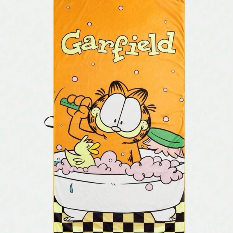 正版聯名 GARFIELD加菲貓 可愛卡通浴巾 毛巾-細節圖9