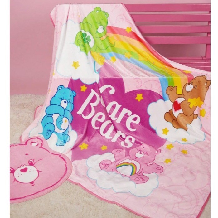正版聯名 彩虹熊Care Bears 心形印花珊瑚絨毯 法蘭絨毯 毯子-規格圖8