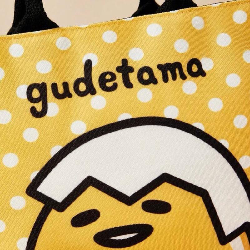 正版聯名 蛋黃哥 Gudetama 黃色卡通圖案手提包 手提托特包 便當包-細節圖4