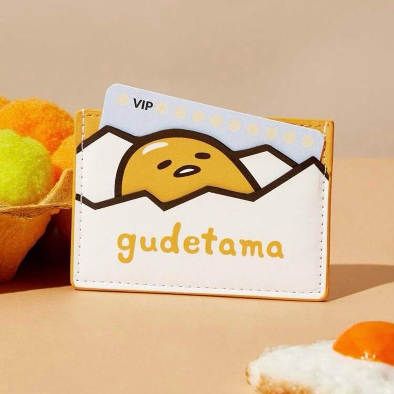 正版聯名 蛋黃哥 Gudetama 黃色可愛卡通字母圖案卡夾包 零錢包-細節圖4