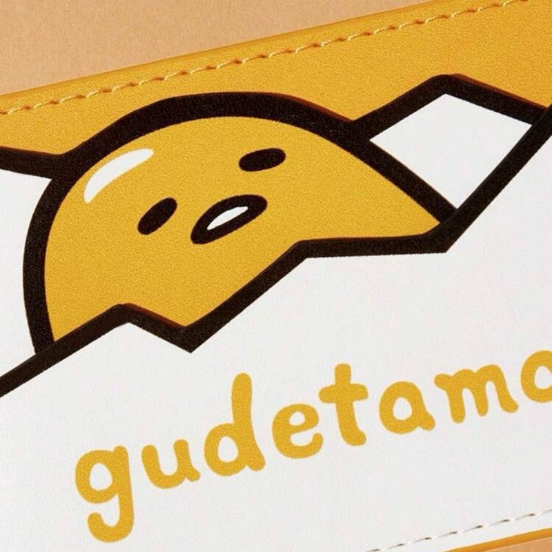 正版聯名 蛋黃哥 Gudetama 黃色可愛卡通字母圖案卡夾包 零錢包-細節圖5