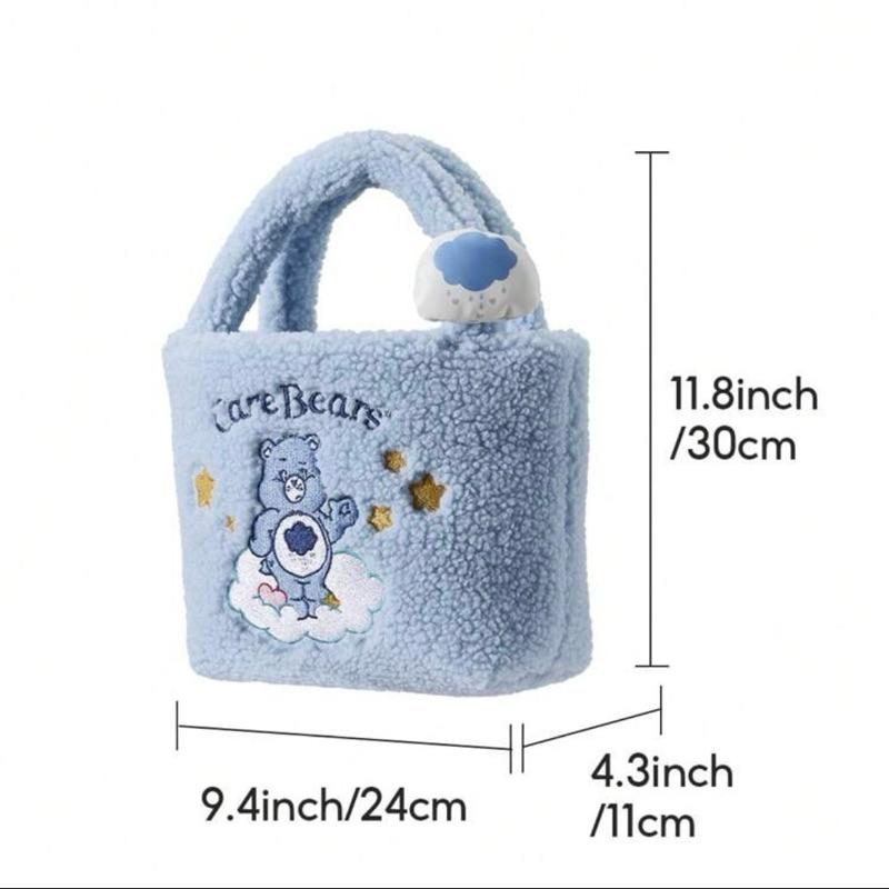 【MINISO】名創優品 正版彩虹熊Care Bears Powder Park系列：時尚刺繡手提袋/包包（粉色/藍色）-細節圖9