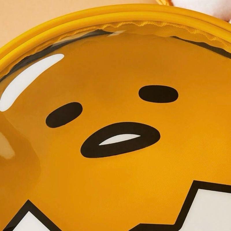 正版聯名 蛋黃哥 Gudetama 黃色卡通圖案透明化妝包 化妝工具-細節圖3