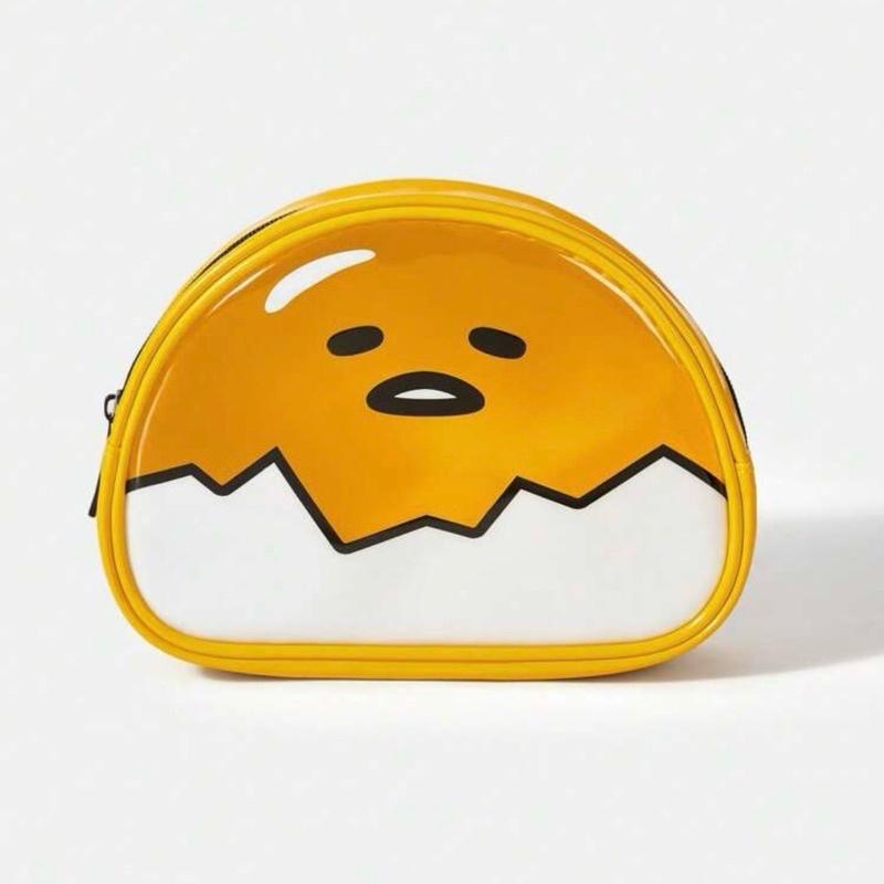 正版聯名 蛋黃哥 Gudetama 黃色卡通圖案透明化妝包 化妝工具-細節圖8