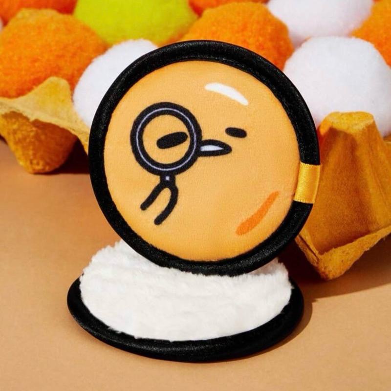 正版聯名 蛋黃哥 Gudetama 黃色4入組卡通圖案化妝卸妝墊 卸妝棉-細節圖5