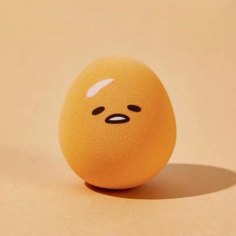 正版聯名 蛋黃哥 Gudetama 黃色2入組化妝用海綿與粉撲組-細節圖4