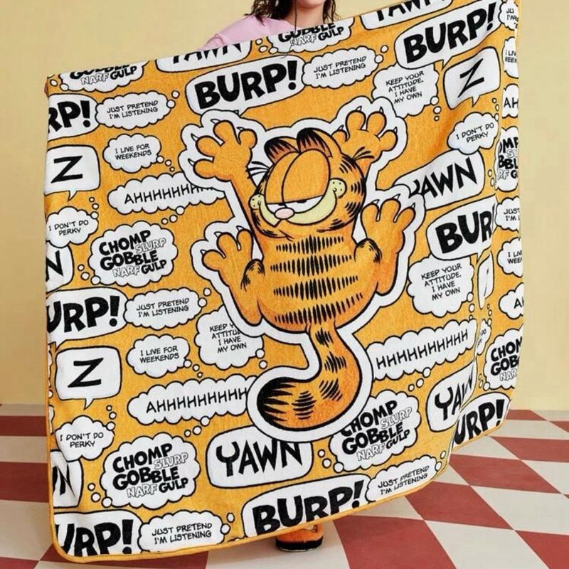 正版聯名 GARFIELD加菲貓 可愛卡通毛毯 毛絨被子-細節圖2