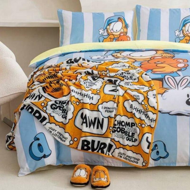 正版聯名 GARFIELD加菲貓 可愛卡通毛毯 毛絨被子-細節圖3