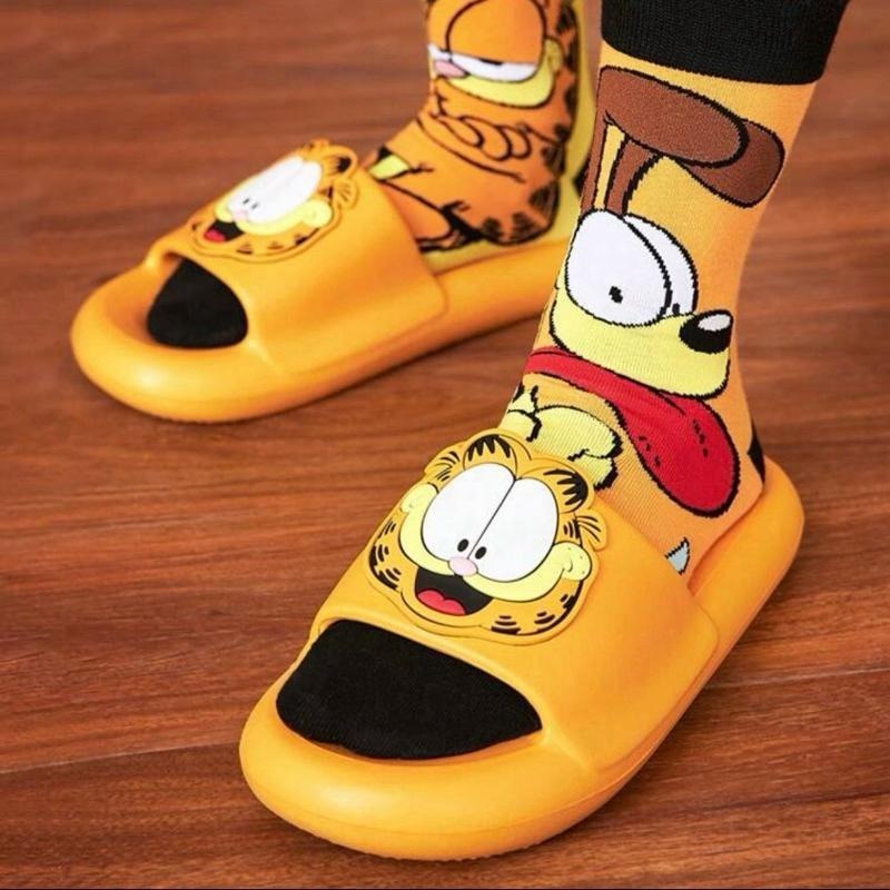 正版聯名 GARFIELD加菲貓 卡通圖案家居拖鞋 室內拖鞋-細節圖4