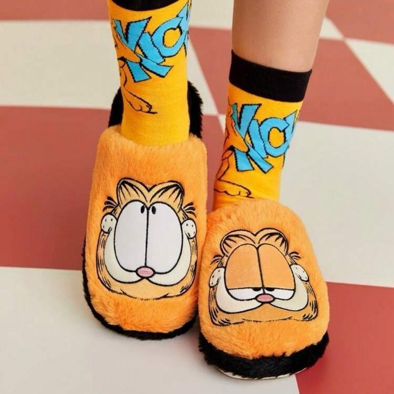 正版聯名 GARFIELD加菲貓 毛絨家居拖鞋 室內拖鞋-細節圖2