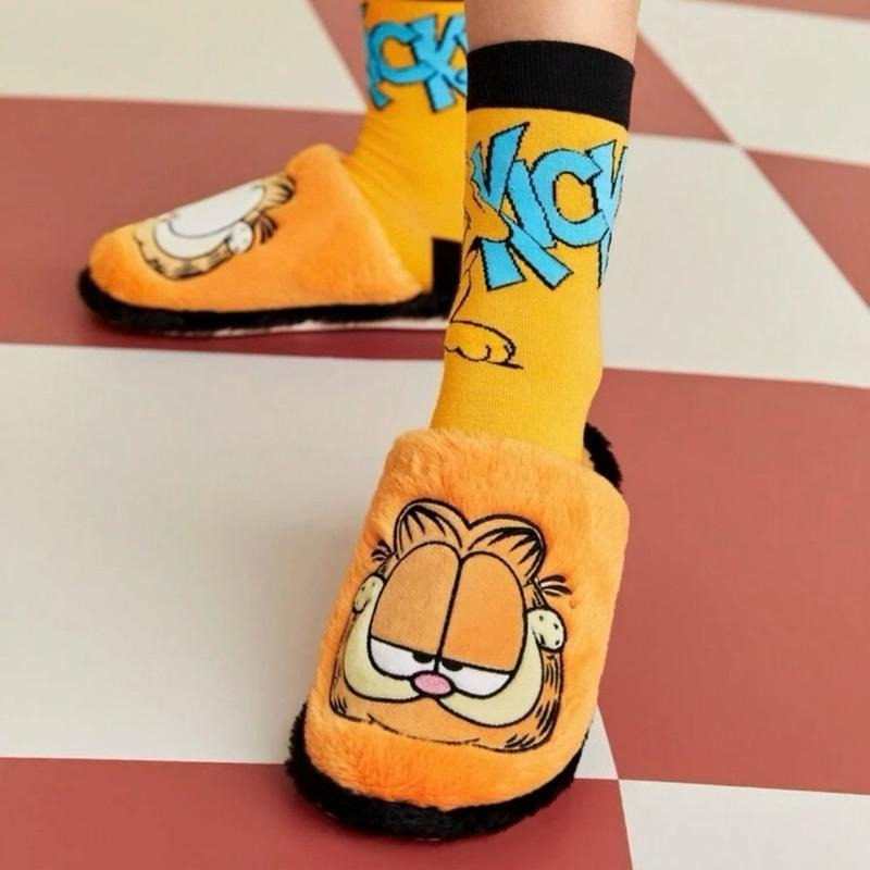 正版聯名 GARFIELD加菲貓 毛絨家居拖鞋 室內拖鞋-細節圖3