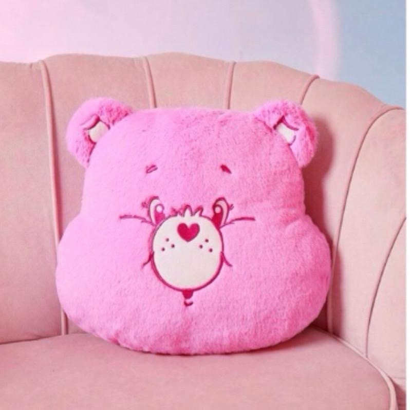 正版聯名 彩虹熊Care Bears 心形泰迪熊枕頭-細節圖3