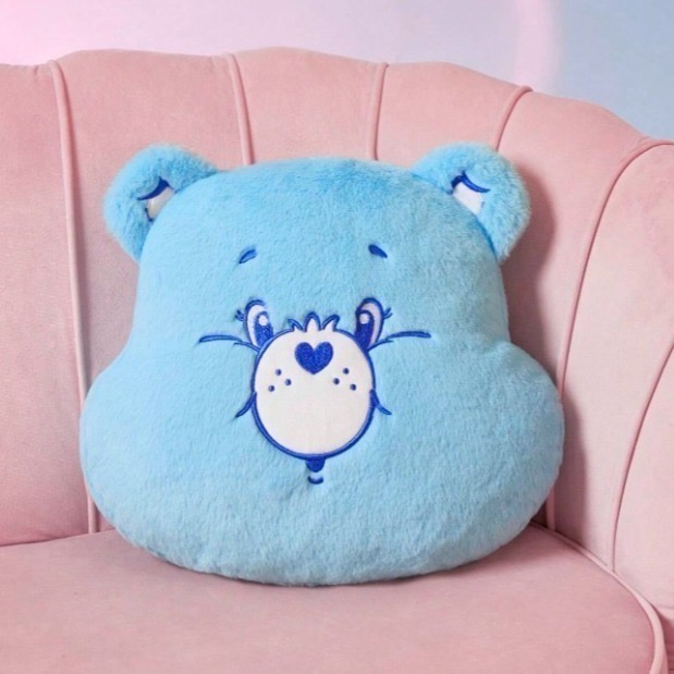 正版聯名 彩虹熊Care Bears 心形泰迪熊枕頭-細節圖4