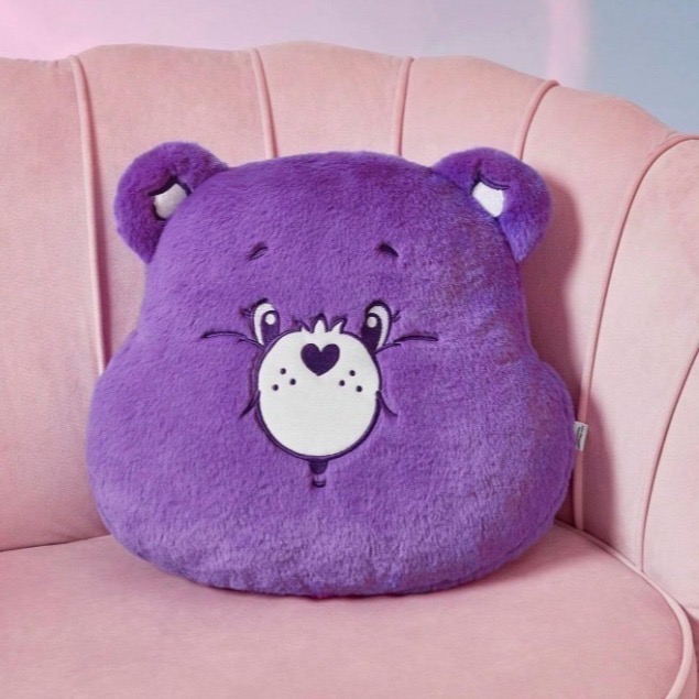 正版聯名 彩虹熊Care Bears 心形泰迪熊枕頭-細節圖6