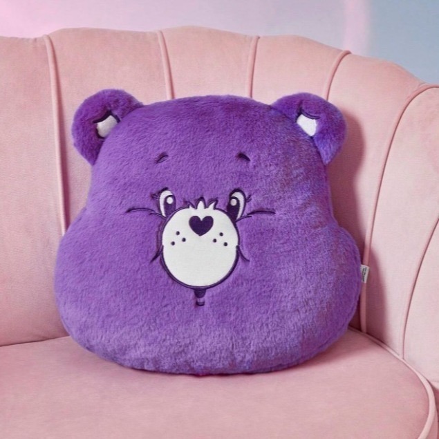 正版聯名 彩虹熊Care Bears 心形泰迪熊枕頭-細節圖6