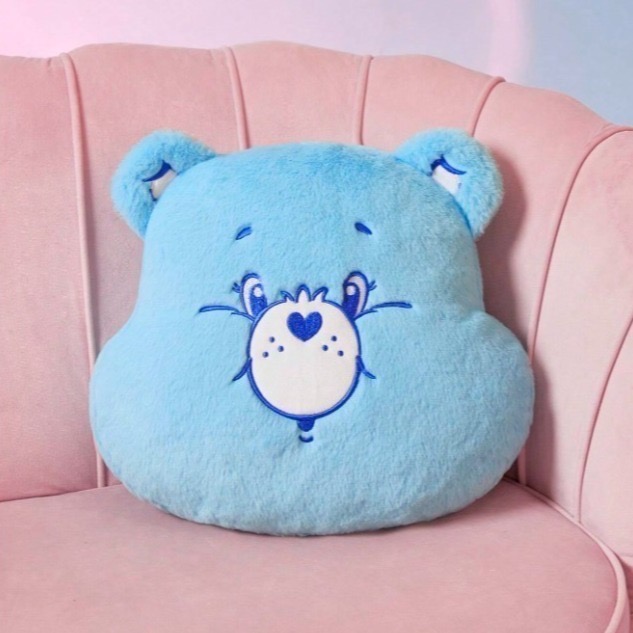 正版聯名 彩虹熊Care Bears 心形泰迪熊枕頭-規格圖10