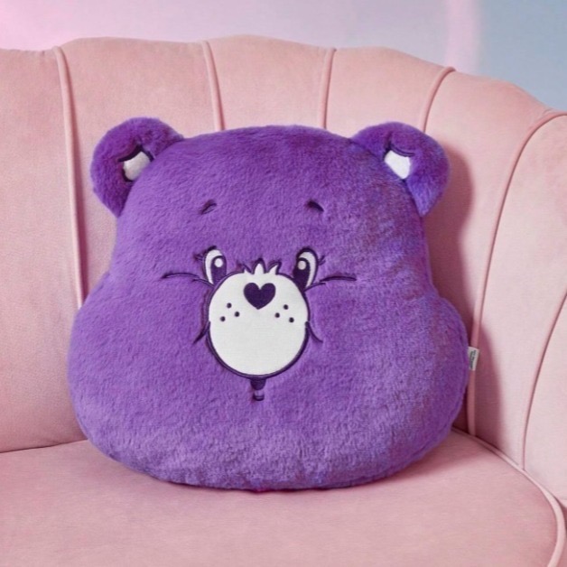 正版聯名 彩虹熊Care Bears 心形泰迪熊枕頭-規格圖10