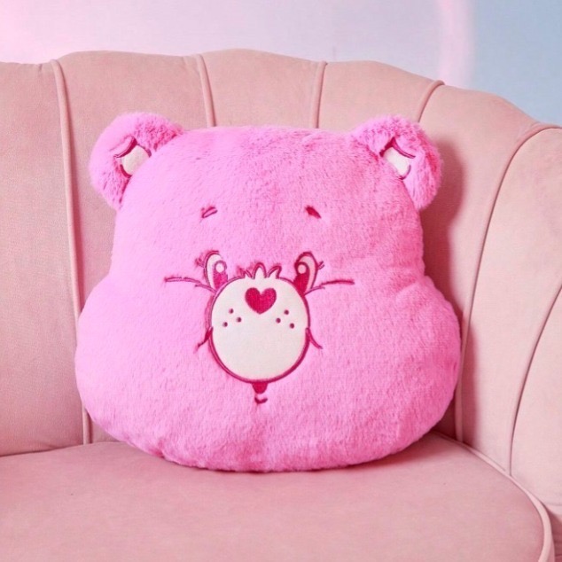 正版聯名 彩虹熊Care Bears 心形泰迪熊枕頭-規格圖10