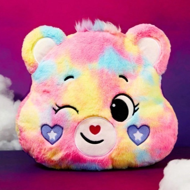 正版聯名 彩虹熊Care Bears 心形泰迪熊枕頭-規格圖10