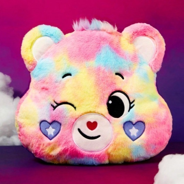 正版聯名 彩虹熊Care Bears 心形泰迪熊枕頭-規格圖10