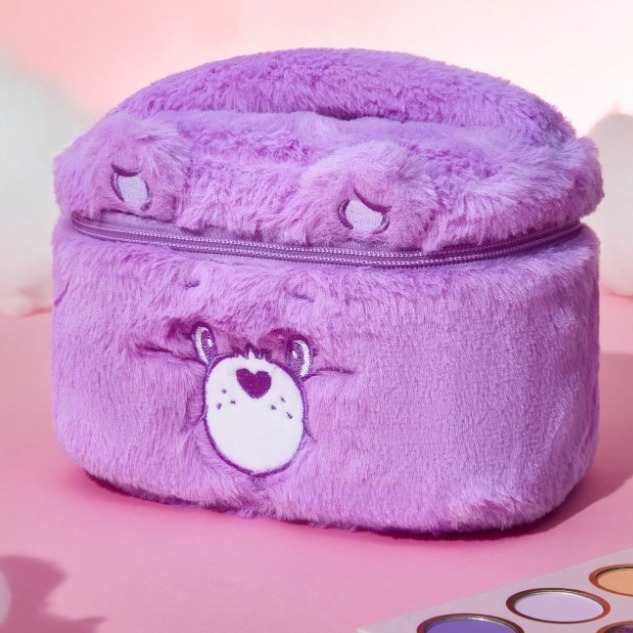 正版聯名 彩虹熊Care Bears 粉紅色毛絨化妝包附手柄 收納包-規格圖11