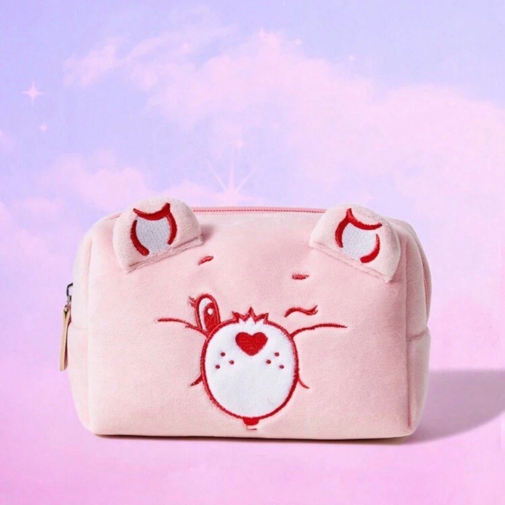 正版聯名 彩虹熊Care Bears 絨毛熊造型化妝包 收納包 化妝包-規格圖9