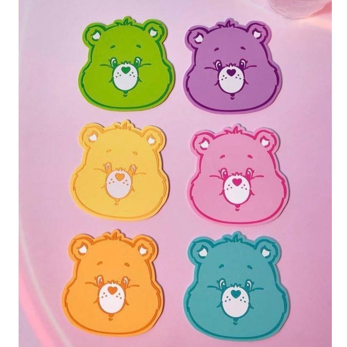 正版聯名 彩虹熊Care Bears 可愛心形熊形杯墊（多色）1入-細節圖4