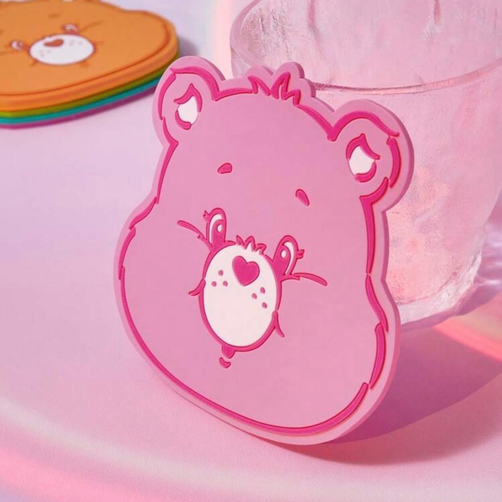 正版聯名 彩虹熊Care Bears 可愛心形熊形杯墊（多色）1入-細節圖10