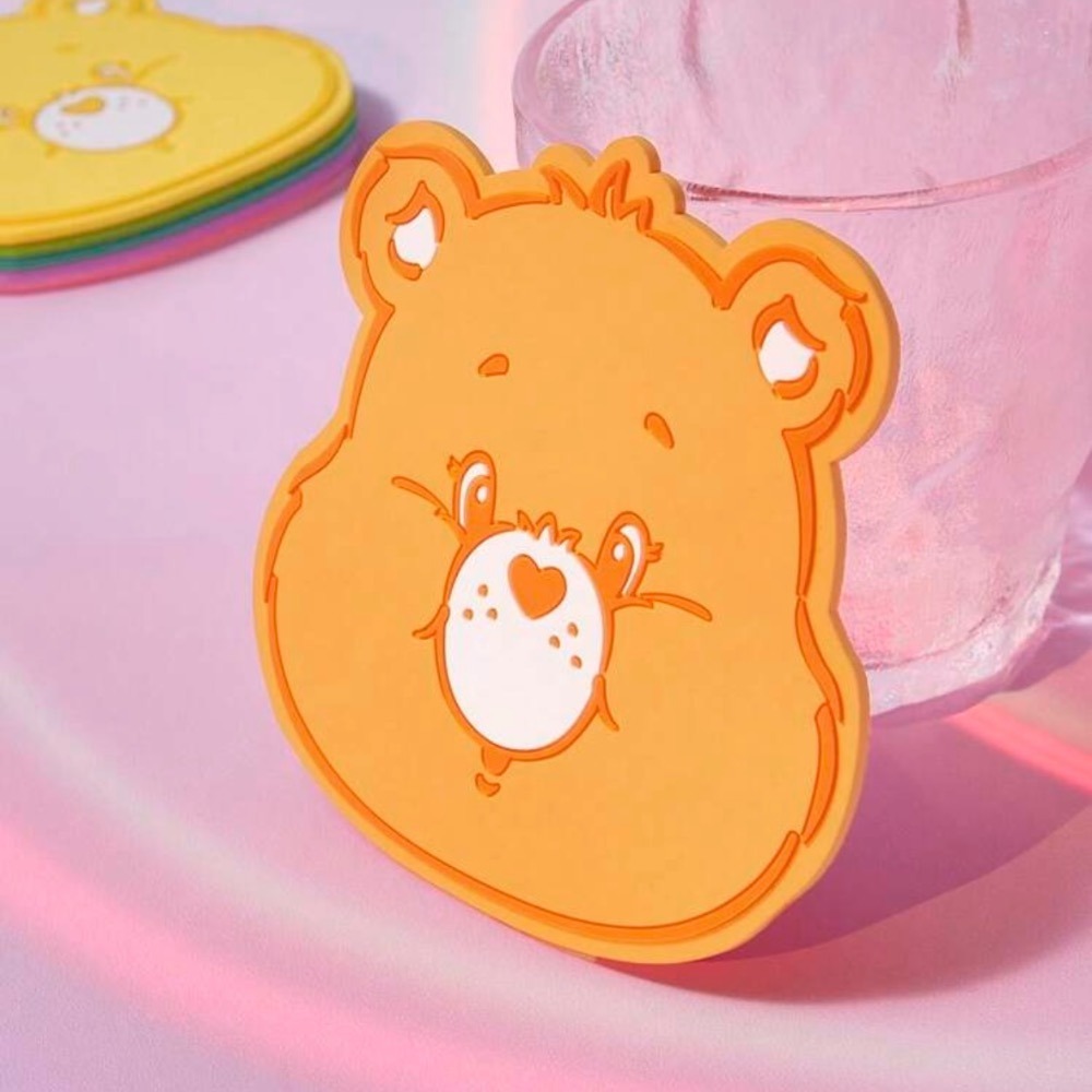 正版聯名 彩虹熊Care Bears 可愛心形熊形杯墊（多色）1入-細節圖9