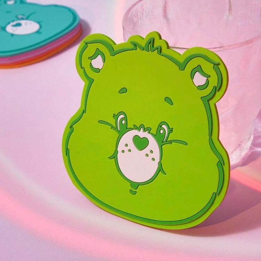 正版聯名 彩虹熊Care Bears 可愛心形熊形杯墊（多色）1入-細節圖11